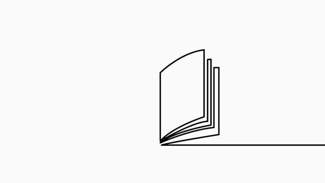 Open book icon animation in a clean and modern one line style