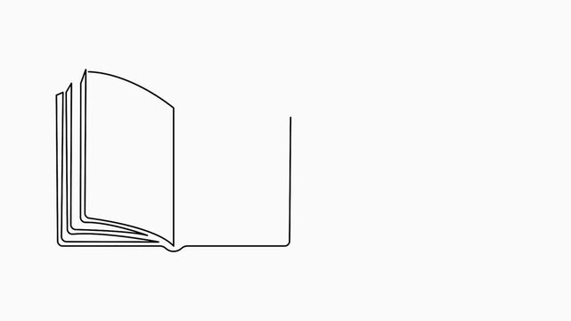 Open book icon animation in a clean and modern one line style
