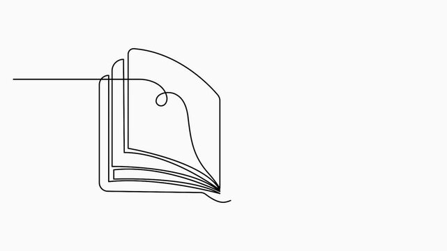 Open book icon animation in a clean and modern one line style