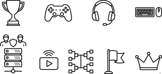 Black line icons for gaming and technology © MUKTARANI