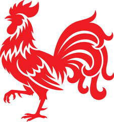 Red Rooster Icon Graphic Symbol Design for Branding and Print Media © PINKI
