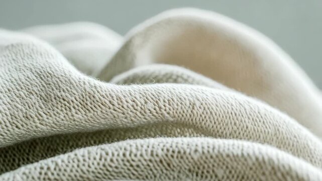 Cloth is shown in various angles as it flows and moves naturally. The light highlights the texture and shape of the fabric. This creates soft shadows and patterns on the surface