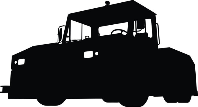 Silhouette of a baggage tug, airport ground vehicle