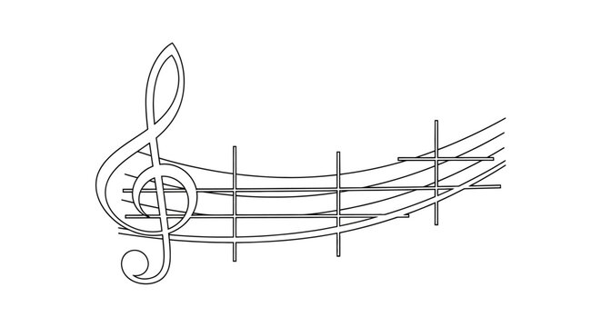 Musical Staff with Treble Clef - Elegant Black and White Graphic