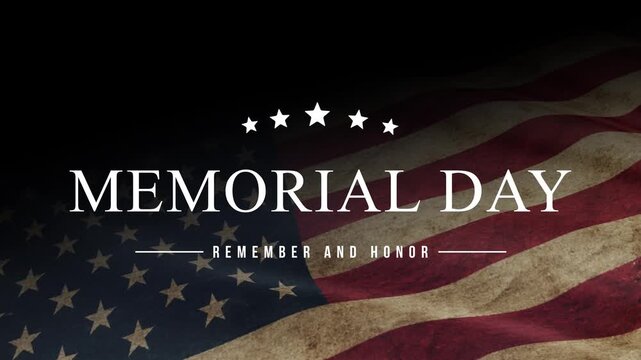 Memorial day animation. Happy memorial day. Flag USA. Honoring all who served banner for memorial day