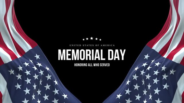 Memorial day animation. Happy memorial day. Flag USA. Honoring all who served banner for memorial day