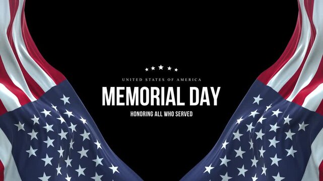 Memorial day animation. Happy memorial day. Flag USA. Honoring all who served banner for memorial day