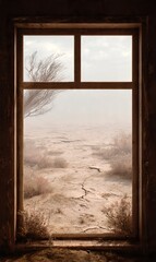 Fototapeta premium point of view from the window looking at the Drought outside