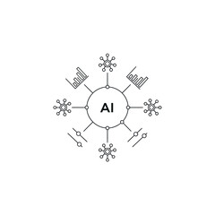 Fototapeta premium Artificial intelligence network diagram with data charts and nodes