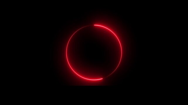 Red Neon Circular Loading Progress Ring Animation.4k video