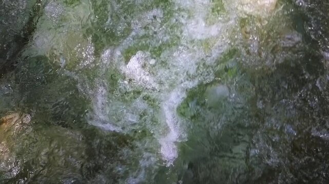 Fast Moving River Current with Strong Splash and Untamed Natural Energy