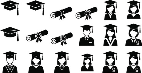 Obraz premium Graduation Cap Icons 2.