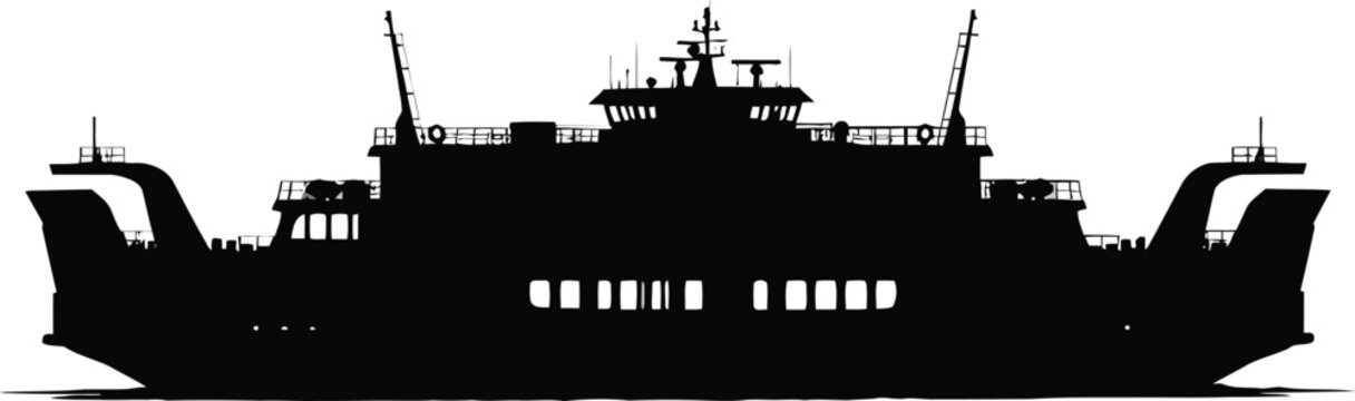 Silhouette of a double-ended ferry boat transportation