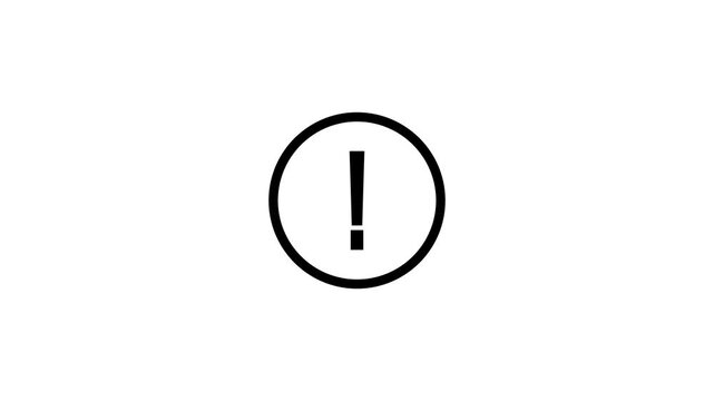 Warning sign animation.alert risk safety danger road warning sign symbol. Outline exclamation Mark in Circle Icon. Alert Notification or Important Information Symbol