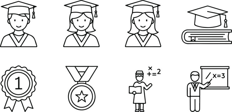 Graduation Day Academic Icons.