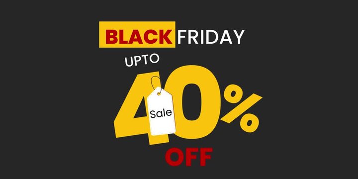 A Black Friday sale video advertisement offering up to 40 percent off