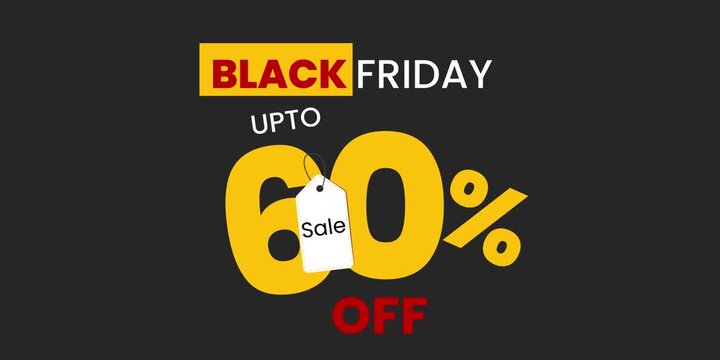 A Black Friday sale video advertisement with up to 60 percent off discounts
