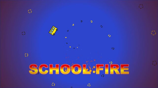 School Fire Title Animation with Animated Yellow Bus Graphic Element