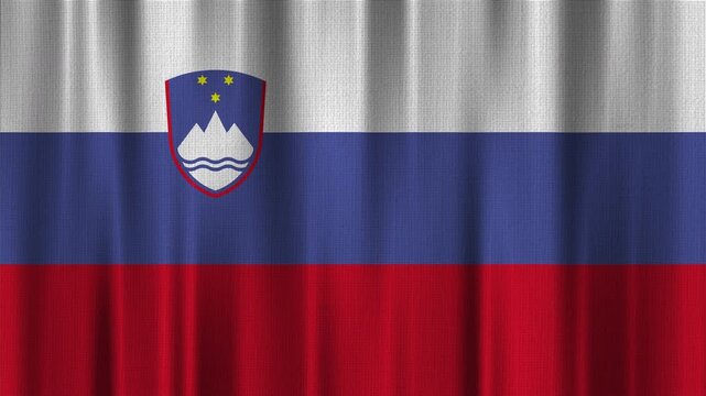 Slovenia Flag Animation With Fabric Texture