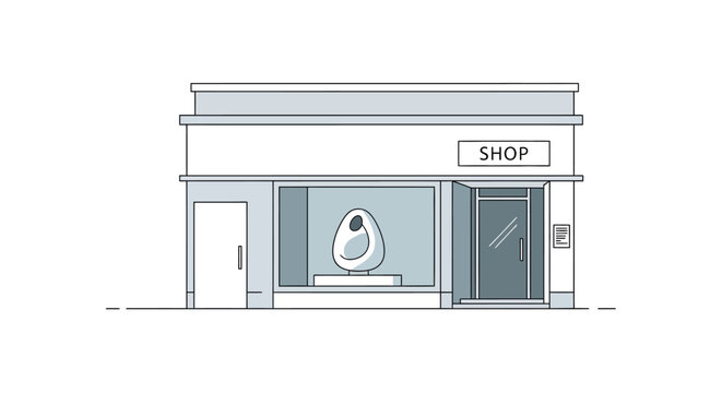Modern shop front with window display and signage