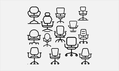 Obraz premium Conference Chair Line art vector icon set minimal pattern vector illustration