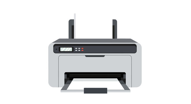 Multifunction Office Printer and Scanner Vector Illustration