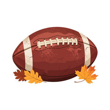 American Football with Autumn Leaves Vector Illustration