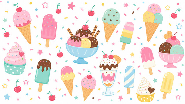 ice cream seamless pattern