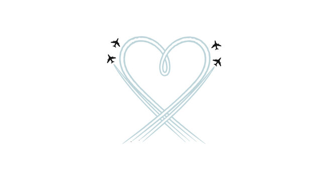 Airplanes Flying in Heart Shape with Vapor Trails Vector