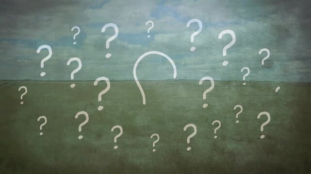 Painted horizon sparking question marks spreading bulb drawing filling yellow lighting showing idea