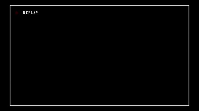 Video camera replay screen animation on a black screen background .VHS Replay Overlay with black background for video editing, cinematic overlays. HD video