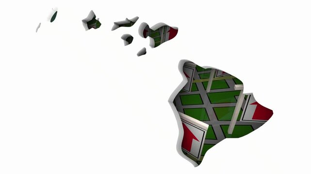 Hawaii HI State Real Estate Market Homes Houses For Sale Signs Map Move Relocate 3d Animation