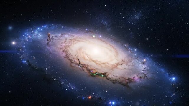 Mesmerizing spiral galaxy with billions of stars in the vast cosmic universe, featuring cosmic nebulae and bright starlight