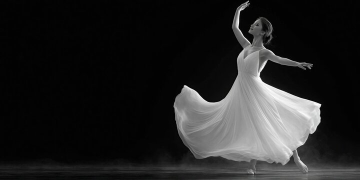 Elegant ballerina gracefully moving -