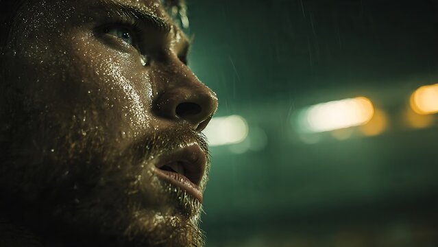 Sweaty player huh in the stadium in the 2026 soccer world championship tournament