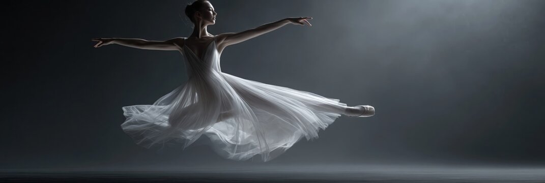 Elegant ballerina gracefully moving -