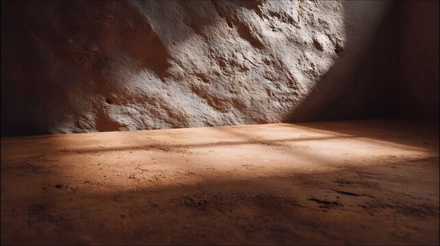 Dramatic interplay of hard lighting and defined shadows in a textured architectural indoor space