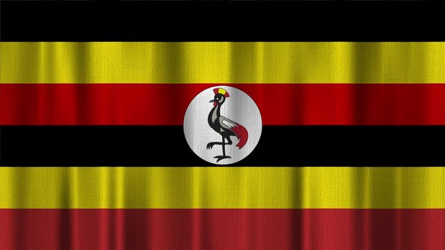 Uganda Flag Animation With Fabric Texture