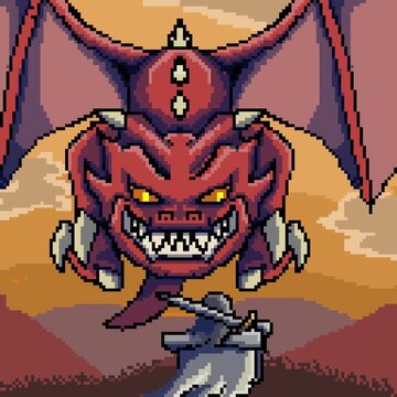 Knights and dragons_ pixelart