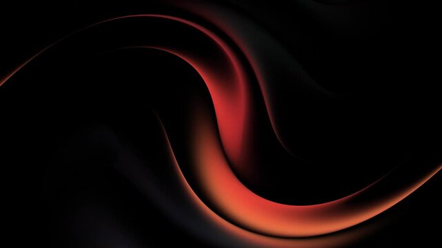 Dynamic abstract wave in 4K orange glow on a black background.