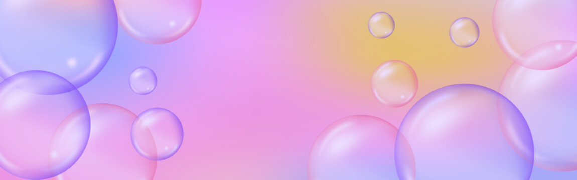 Pink bubble gum 3D background with glossy transparent spheres, fizzy liquid drops, sparkling jelly bubbles and dreamy candy texture.