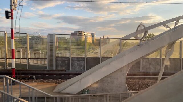 Cityscape in Motion Seen from Moving Train