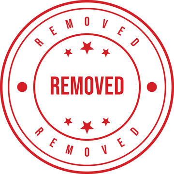 A red circular rubber stamp icon indicates an item or content has been completely removed