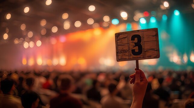 Wooden paddles live auctions to display bid numbers, but the number "3". 