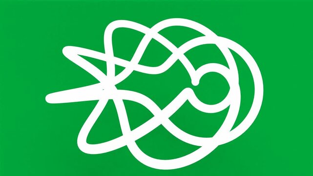 White torus knot seamless animation loop icon on green screen