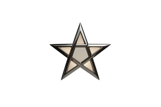Pentagram symbol showing metallic silver five pointed star