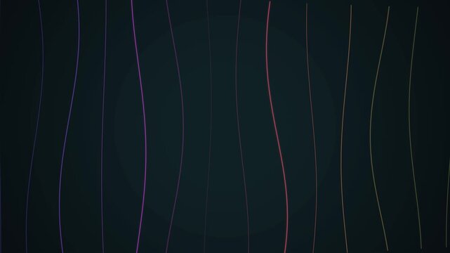Abstract colorful wavy lines expanding from a center rectangle box to full screen on a dark background motion graphic animation
