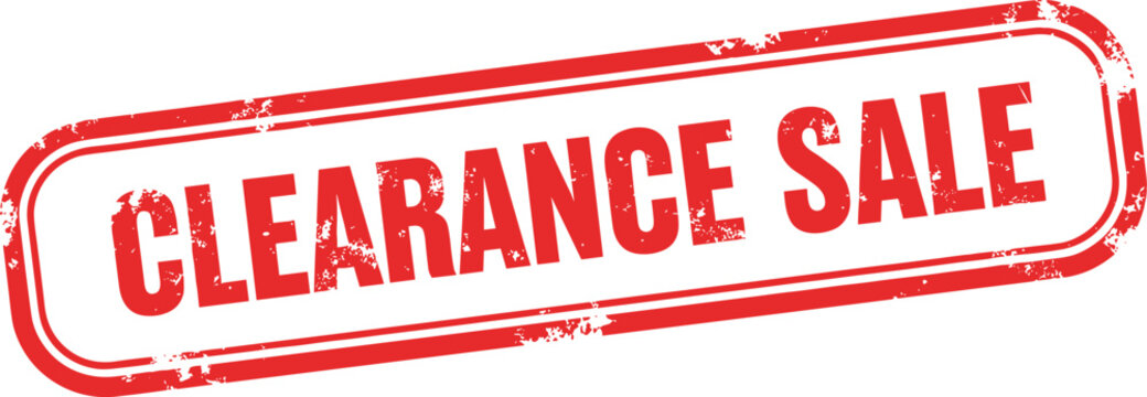 Clearance sale red grunge rubber stamp isolated on white