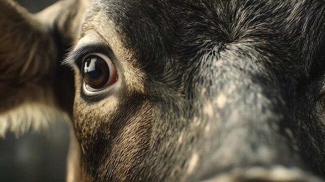 Close Up Eye of Donkey in Soft Light Detailing Texture and Expression In Quiet Farm Setting