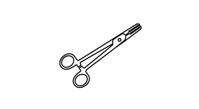 Surgical hemostatic clamp, medical instrument, surgical tool, vector illustration